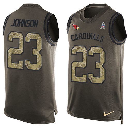 Men's Limited Chris Johnson Nike Jersey Green - #23 Salute to Service Tank Top NFL Arizona Cardinals